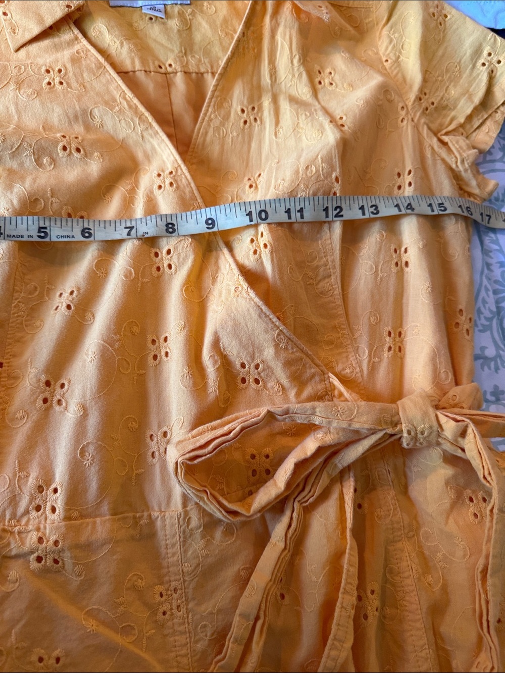 Isaac Mizrahi Yellow Eyelet Wrap Midi Dress - Picture 6 of 7